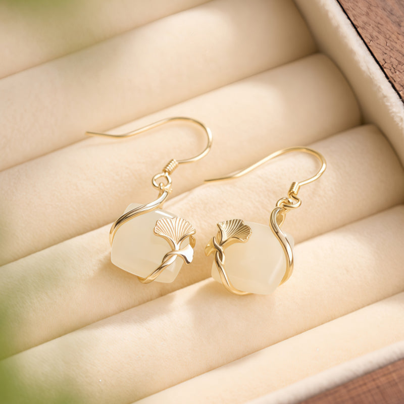 Boucles d'oreilles en jade Hetian Novum
