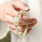 Natural Hetian Jade Square Fortune Plaque Bracelet, Ideal Blessings and Peace Gift