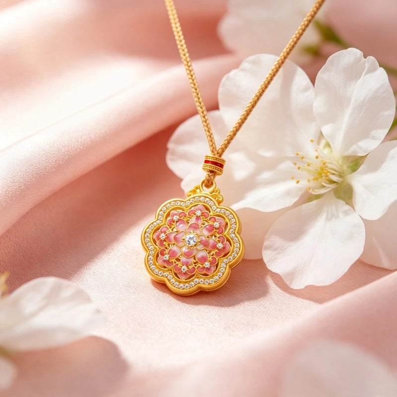 Collier Lotus Rose de Fortune Auspicieuse