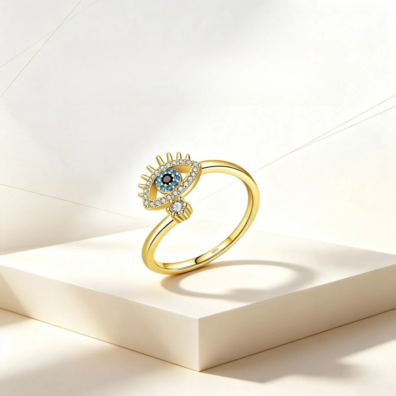 Silver/Golden Evil Eye Ring – Spiritual Shield for Daily Energy