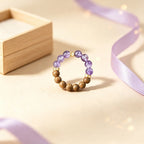 Natural Amethyst & Agarwood Ring - Wear Luck and Tranquility