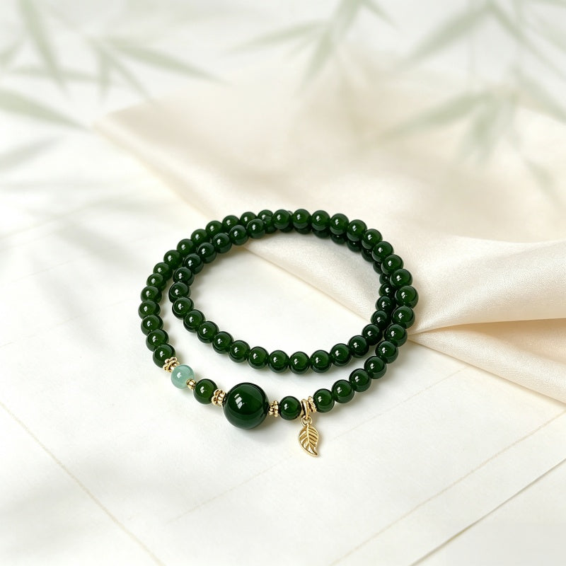 Bracelet en jade Hetian naturel Lotus Éclat Pur