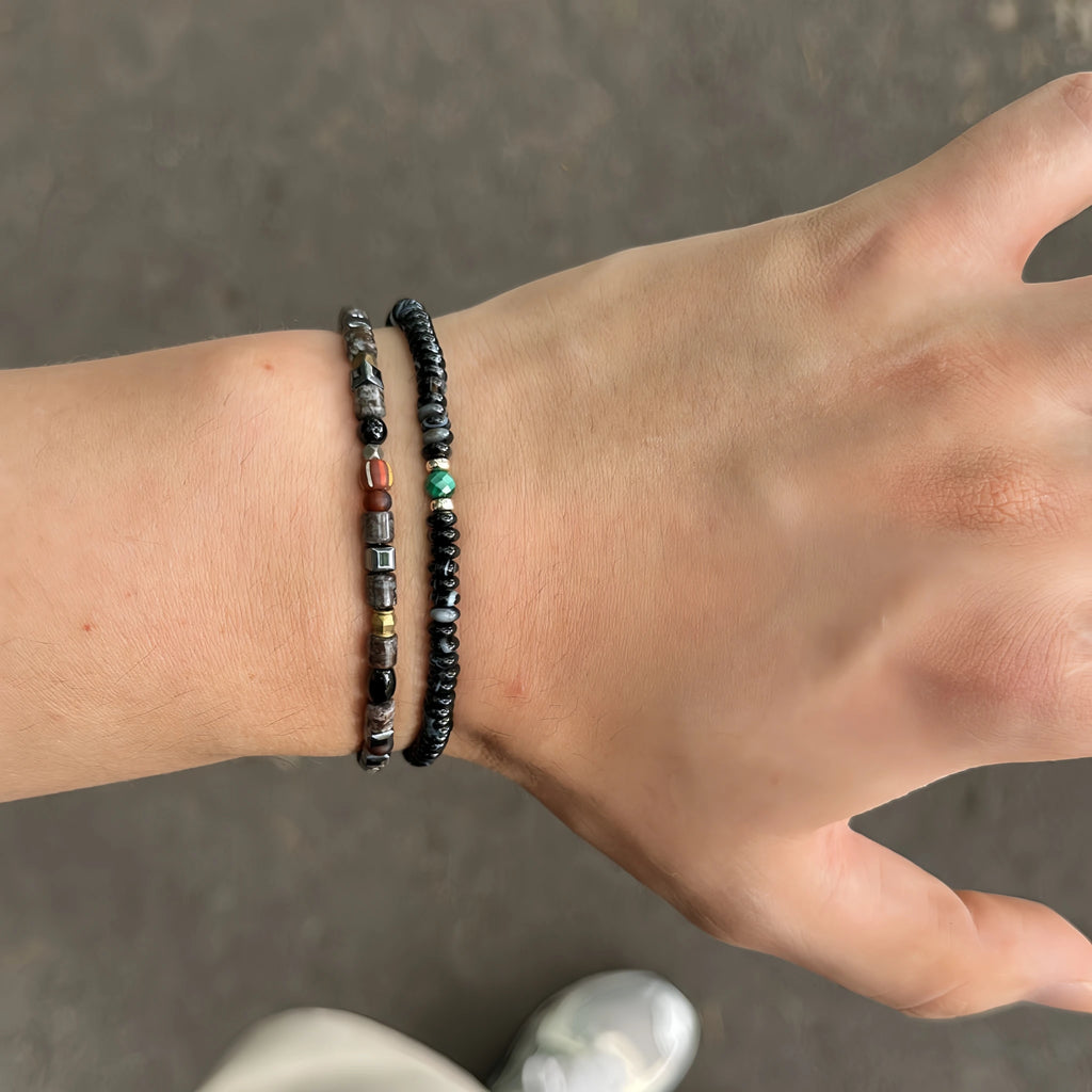Natural Stone Abacus Bead Stackable Bracelet - guards inner peace