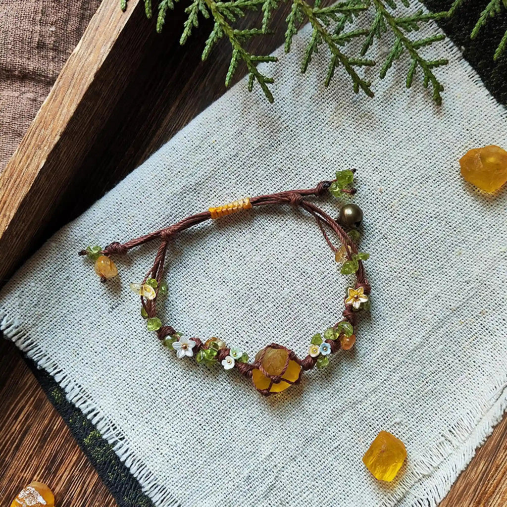 Natural Yellow Fluorite Hand Braided Bracelet - Confidence & Manifestation Energy