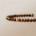 Natural Tiger Eye Stone Bracelet, 18K Gold Transfer Beads Bracelet