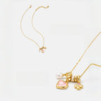Pink Shell Heart & Pearl Necklace - Attract Gentle Luck