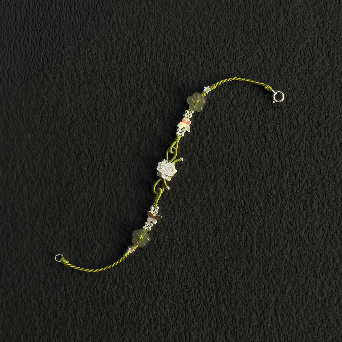 Bracelet tressé floral fait main