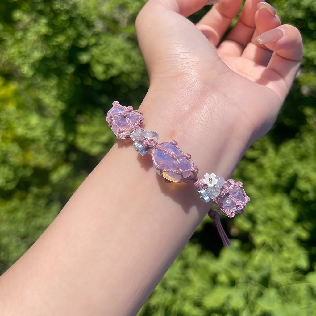 Bracelet tressé floral fait main