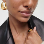 Natural Tiger Eye Stone Ring, Dome Retro Light Luxury Ring