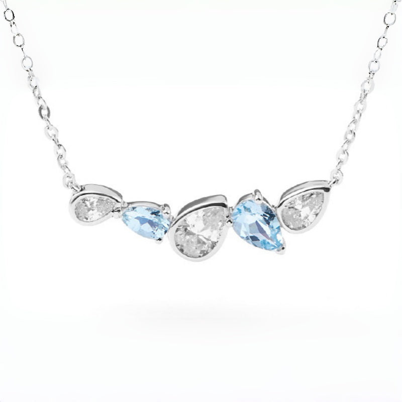 Natural Aquamarine Smile Necklace - Gentle Luck and Clarity