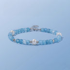 Natural Aquamarine Pearl Bracelet - Awaken Intuition, Calm Energy