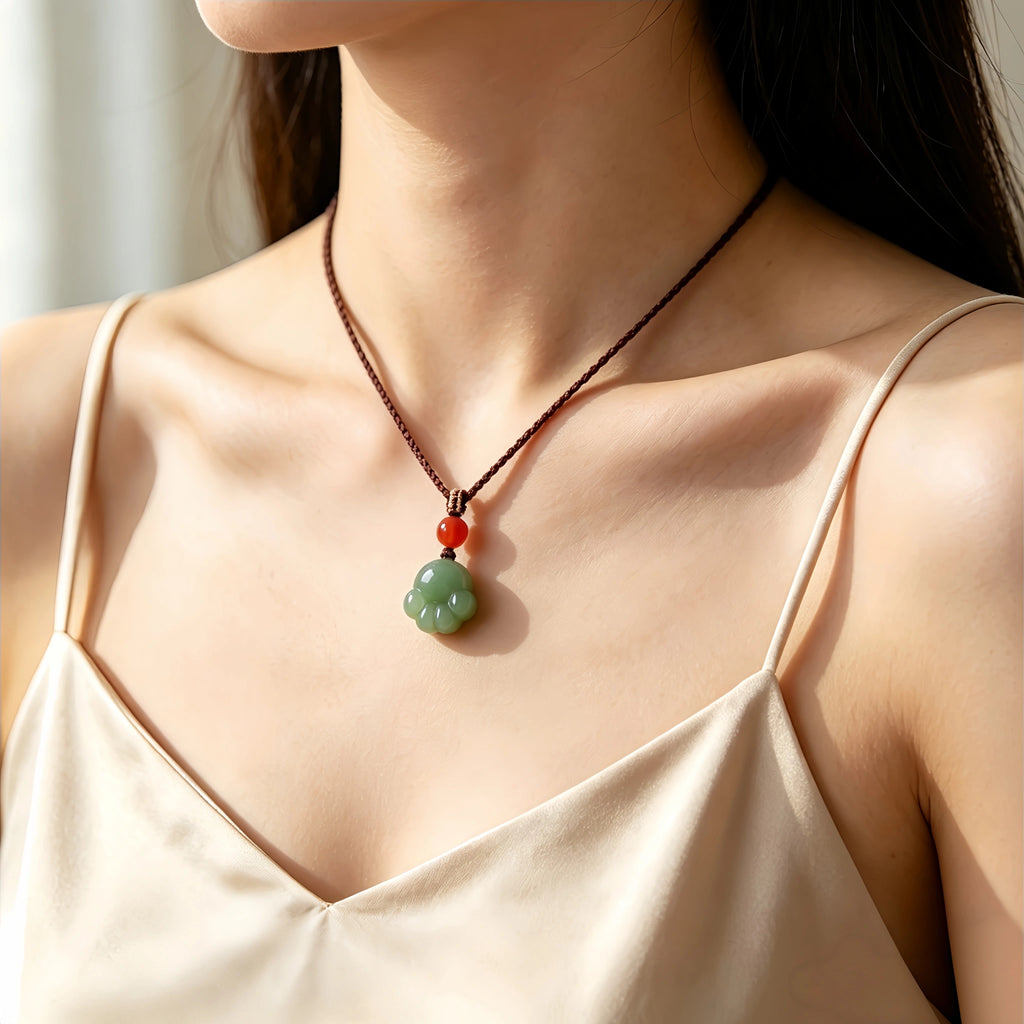 Hetian Jade Cat Paw Necklace - Cat Paw Charm for Gentle Protection