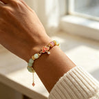 Bracelet en jade naturel de Hetian "Lueur intérieure" Lotus