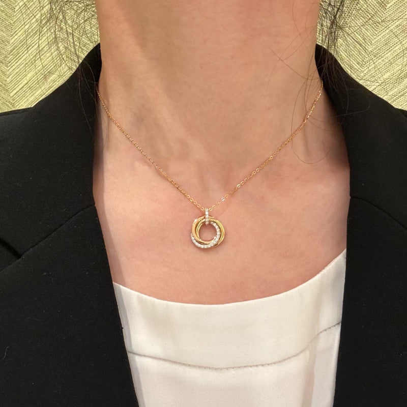 Gold-Tone Intertwined Circle Pendant Necklace | Elegant Birthday Jewelry