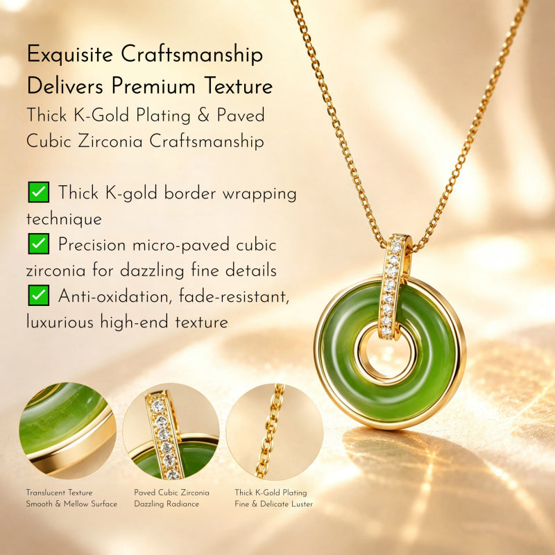 Ping An Lock Pendant Necklace, Minimalist Light Luxury Jade Sweater Chain for Women