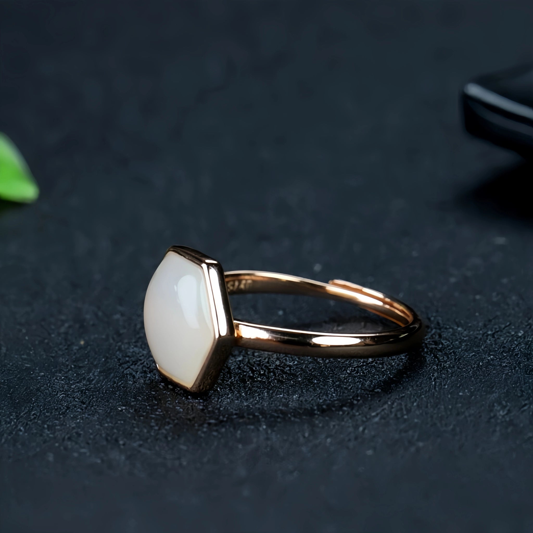 Natural Hetian Jade Hexagonal Ring & Earrings Set - Nurture Body & Soul