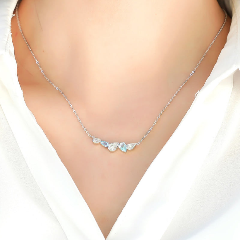 Natural Aquamarine Smile Necklace