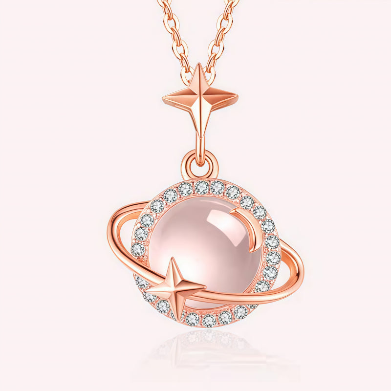 Rose‑Gold Planet Rose Quartz 2‑Piece Set
