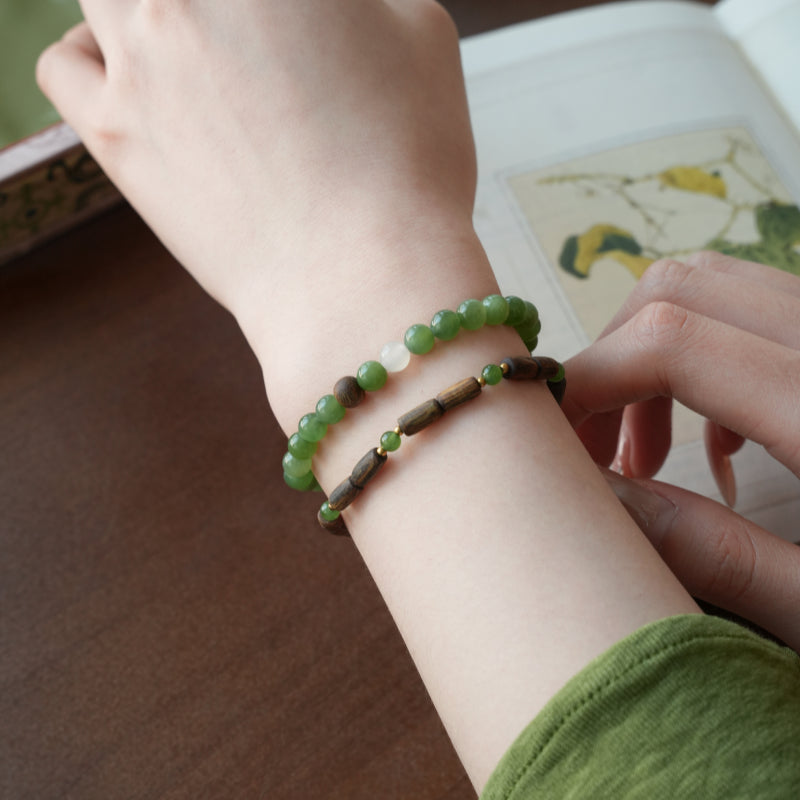 Natural Hetian Jade Bracelet - Pure Aura White Jade Accent Piece
