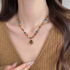 Natural Tiger Eye Stone Necklace — Bohemian Style, Essential for Vacation & Gifting
