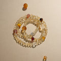 Bracelet de richesse multi-boucles en citrine fantôme jaune naturel et pierres précieuses mélangées - Booste les revenus stables et la carrière