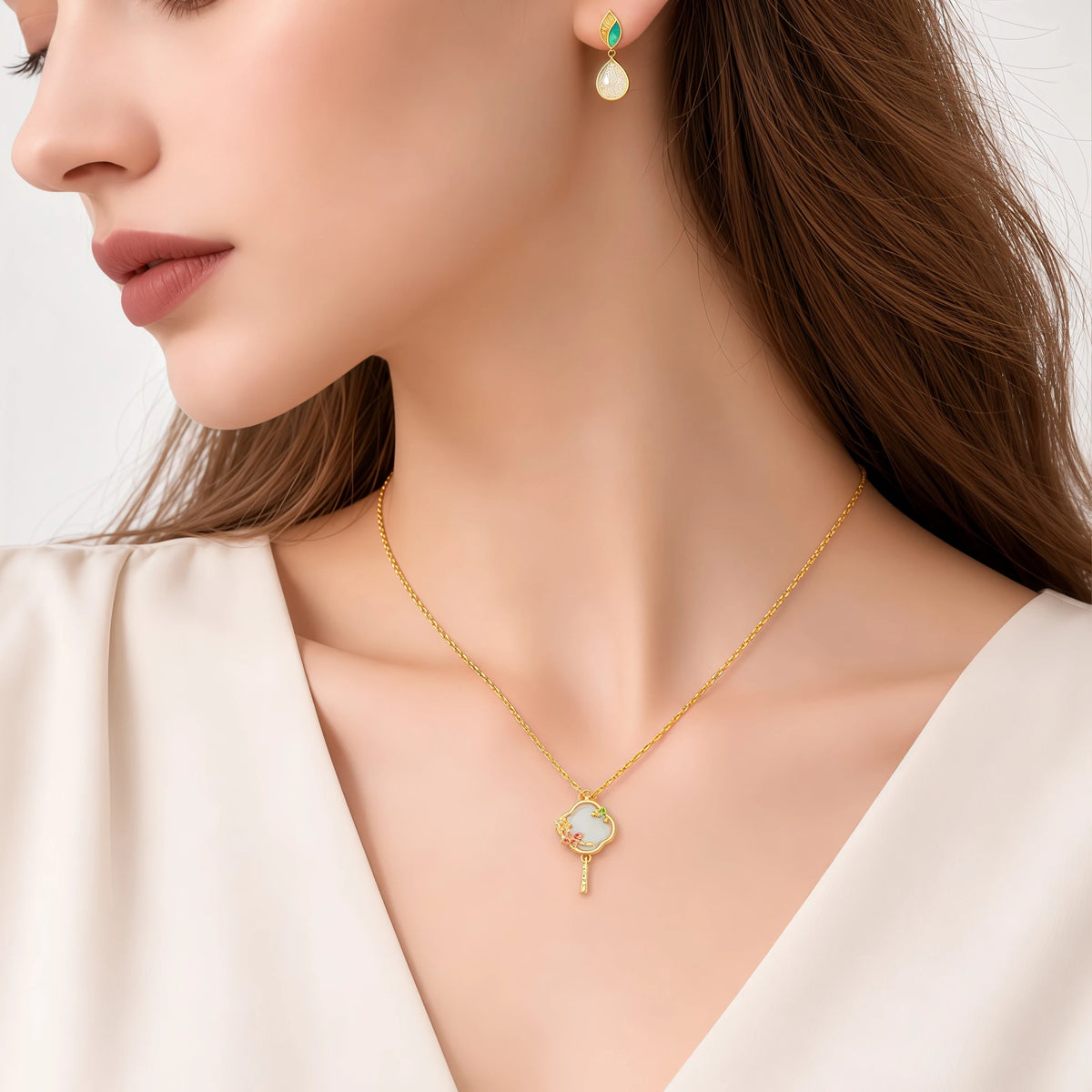 Blooming Begonia Hetian Jade Pendant Necklace - Joy & Good Fortune