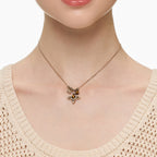 Tiger Eye Stone Necklace for Women, Niche Vintage Four-Pointed Star Choker