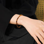 Natural Tiger Eye Stone Bracelet, 18K Gold Transfer Beads Bracelet