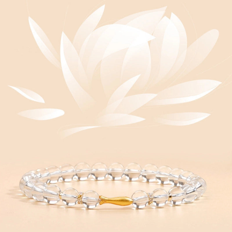 Natural Clear Crystal Bracelet - Koi for Wealth & Good Luck
