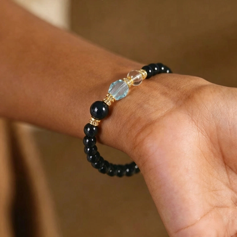 Water Element Balance Natural Obsidian Bracelet — Obsidian Blocks Harmful Malice