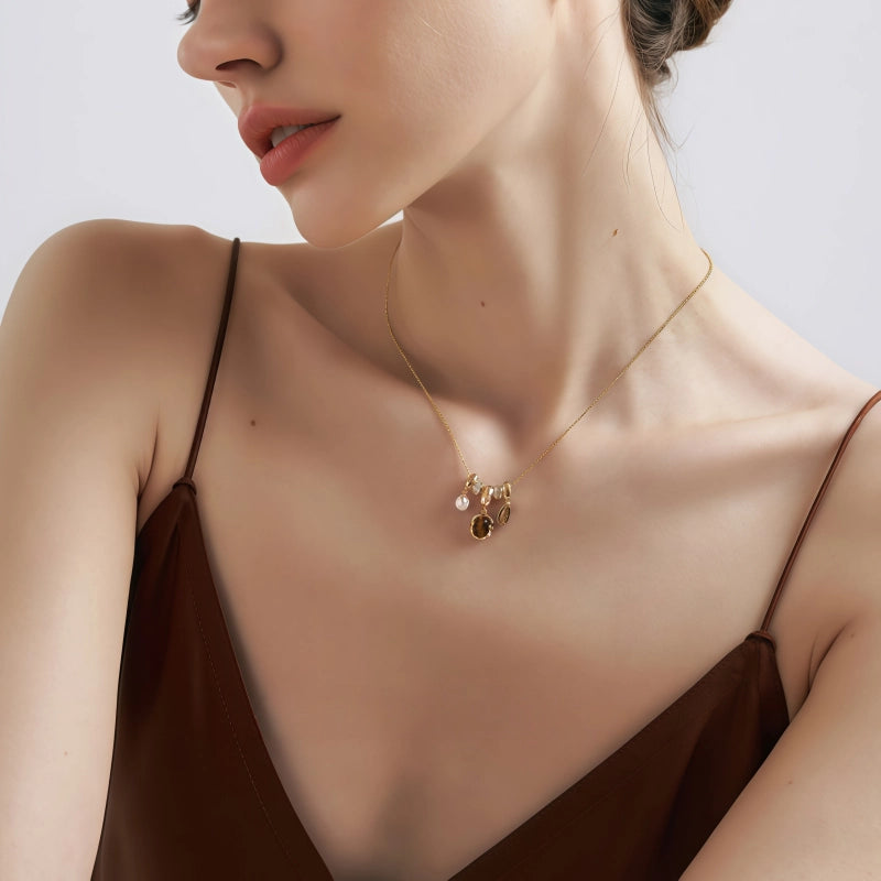 Natural Tiger Eye Stone Necklace Fashion Envelope Pearl Women's Necklace
