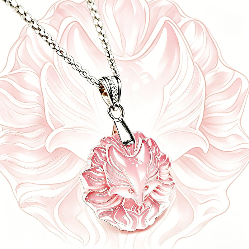 Rose Quartz Nine-Tailed Fox Necklace– Attract Love, Boost Charm, Open Heart