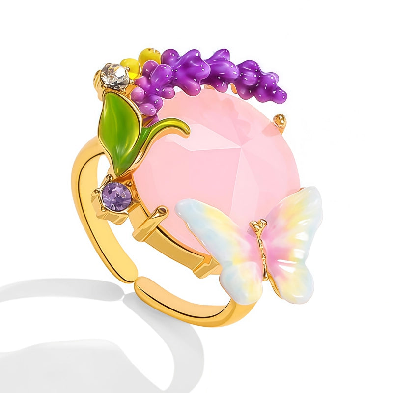 Bague Papillon de Rêve en Pierre Précieuse Lavande - Bague Calme