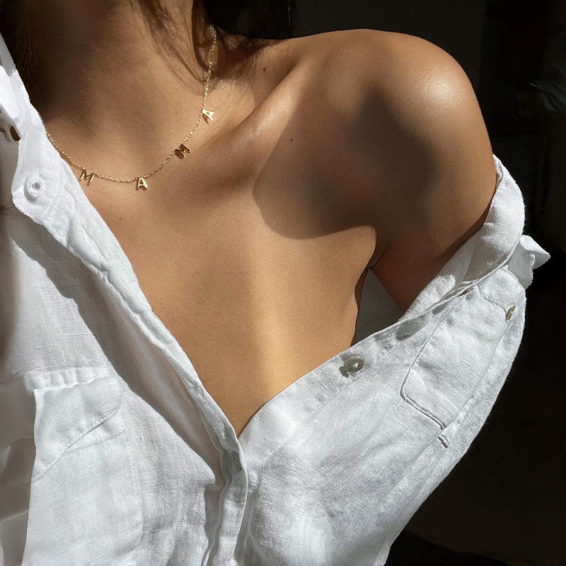 Sterling Silver 18K Gold Plated 26 Letter Custom Necklace Minimalist Versatile Personalized Name Choker