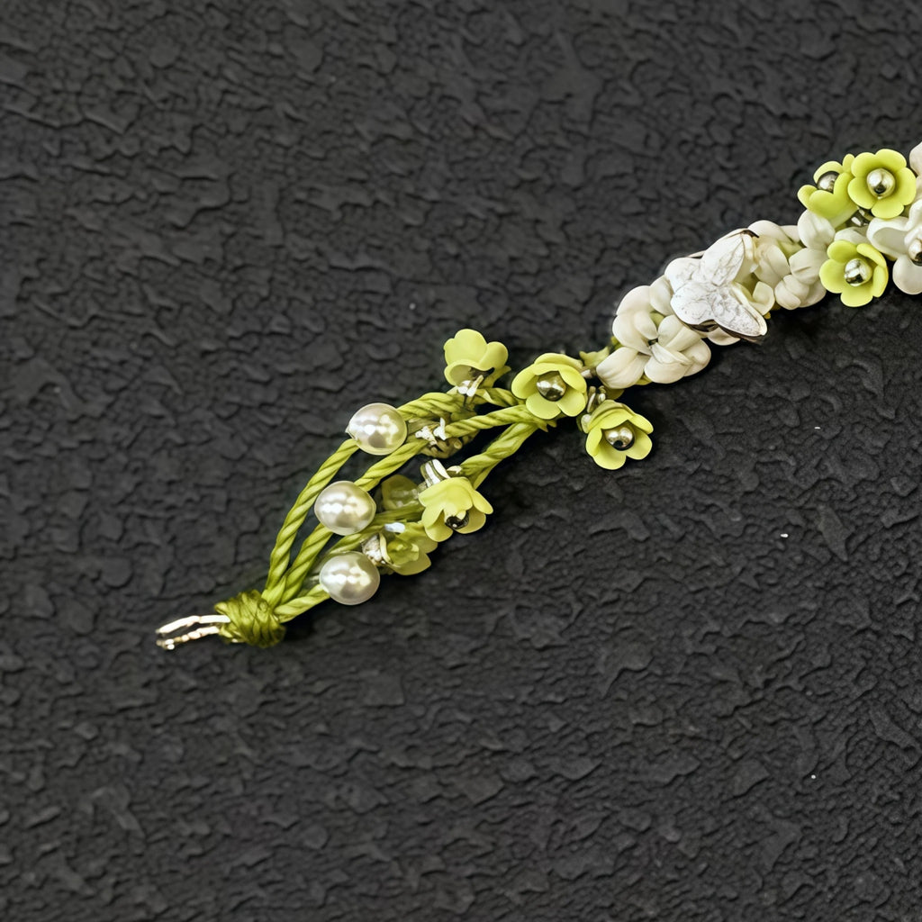 Bracelet tressé floral fait main