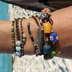 Natural Stone Abacus Bead Stackable Bracelet - Stone Abacus Beads