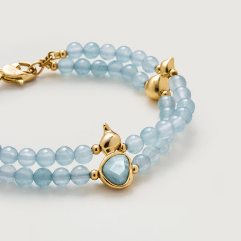 Aquamarine Double-Layer Luck Bracelet-Ocean Wish