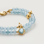 Bracelet porte-bonheur double couche aigue-marine - Souhait de l'océan