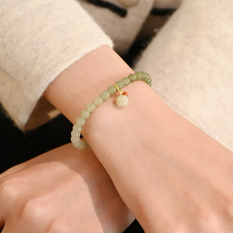 Bracelet en jade Hetian naturel Lotus Éclat Pur