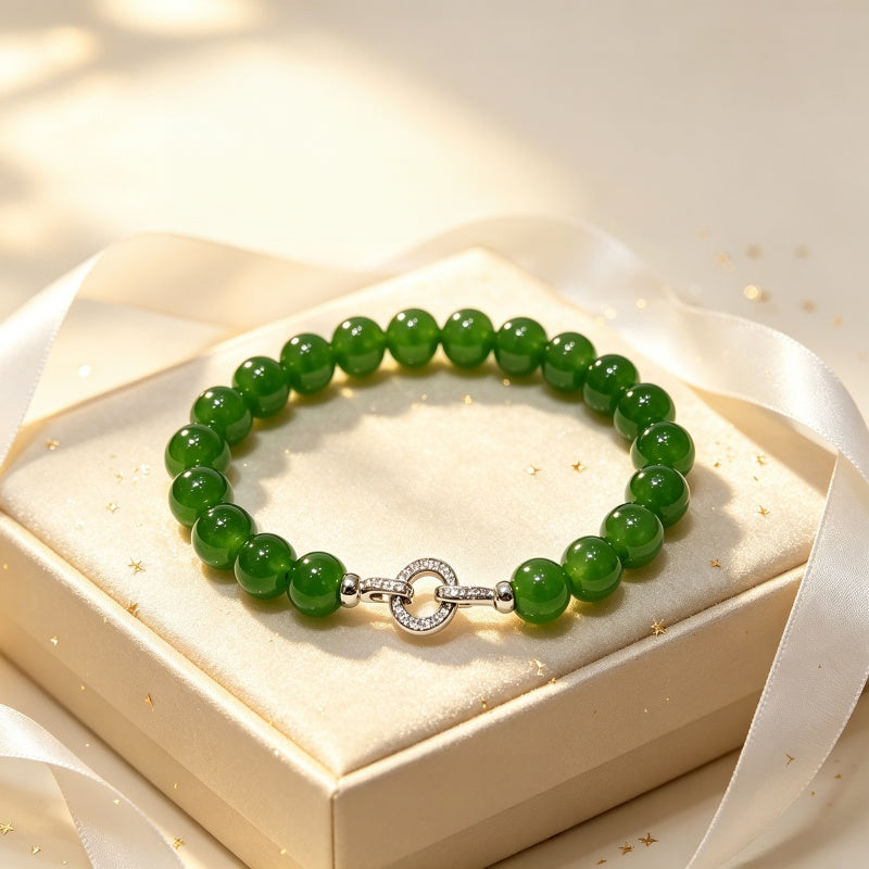 Natural Hetian Jade Bracelet - Attract Positivity, Peaceful Fortune