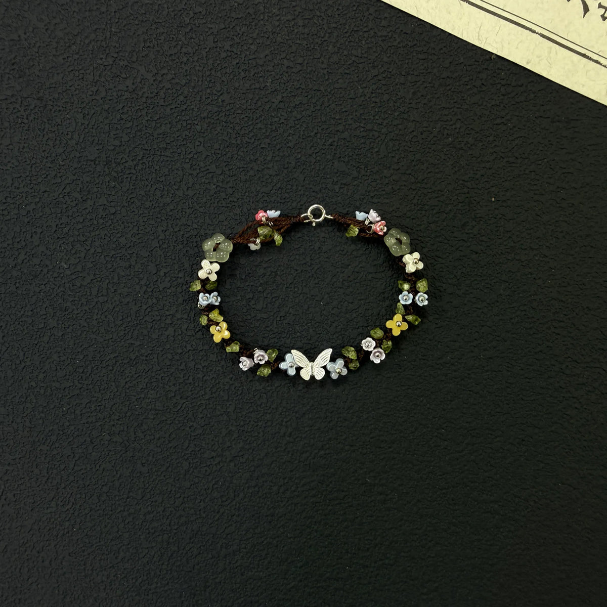 S925 Sterling Silver Butterfly Peridot Macrame Bracelet, Growth & Positive Energy Healing
