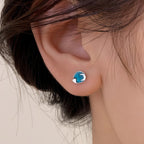 Asymmetric Day and Night Oil Painting S999 Earrings - Passion and Calm