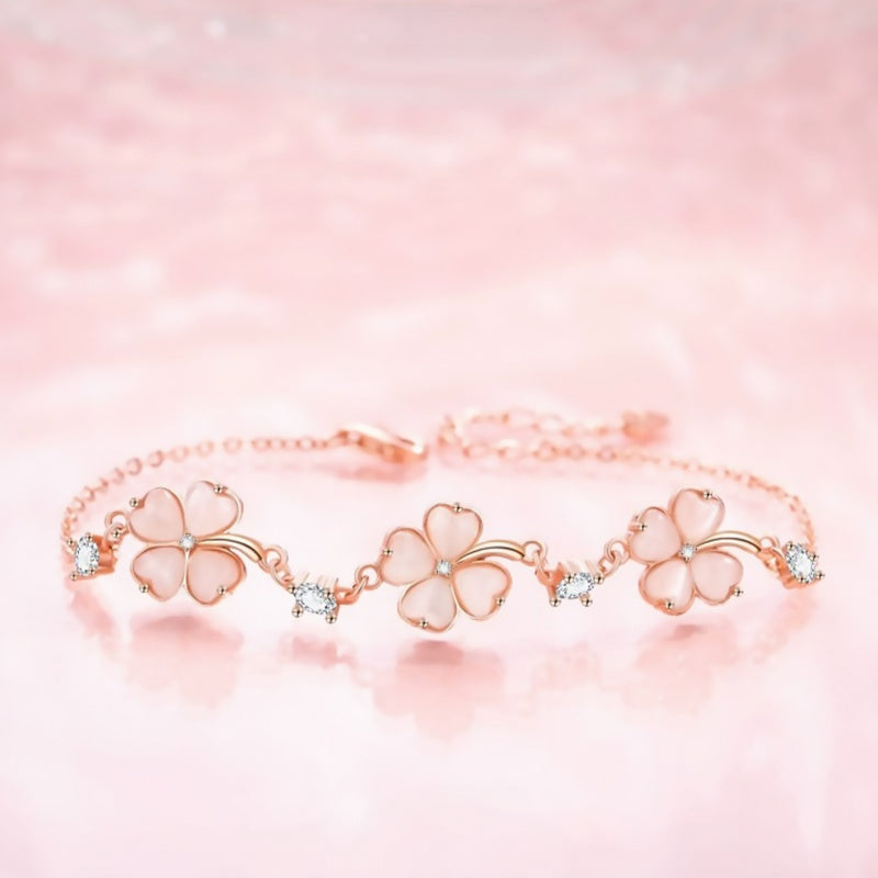 Lucky Four‑Leaf Clover Necklace/Bracelet/Earrings Set - Conveying Romance