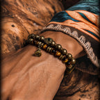 Bracelet en pierre naturelle œil de tigre, style rétro, multi-tours, empilable, pour homme
