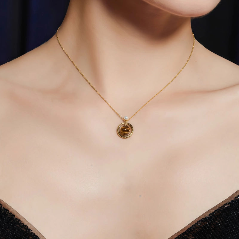Natural Tiger Eye 925 Silver Necklace Collarbone Chain, High-end, Light Luxury, Niche Women's Pendant, Birthday Gift