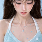 Sparkling Blue Star Snowflake Necklace - Embrace Clarity and Hope