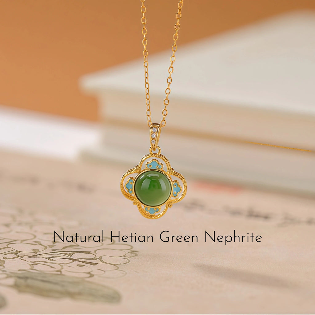 Ancient Oriental Hetian Jade Pendant Necklace - Luck & Perfection