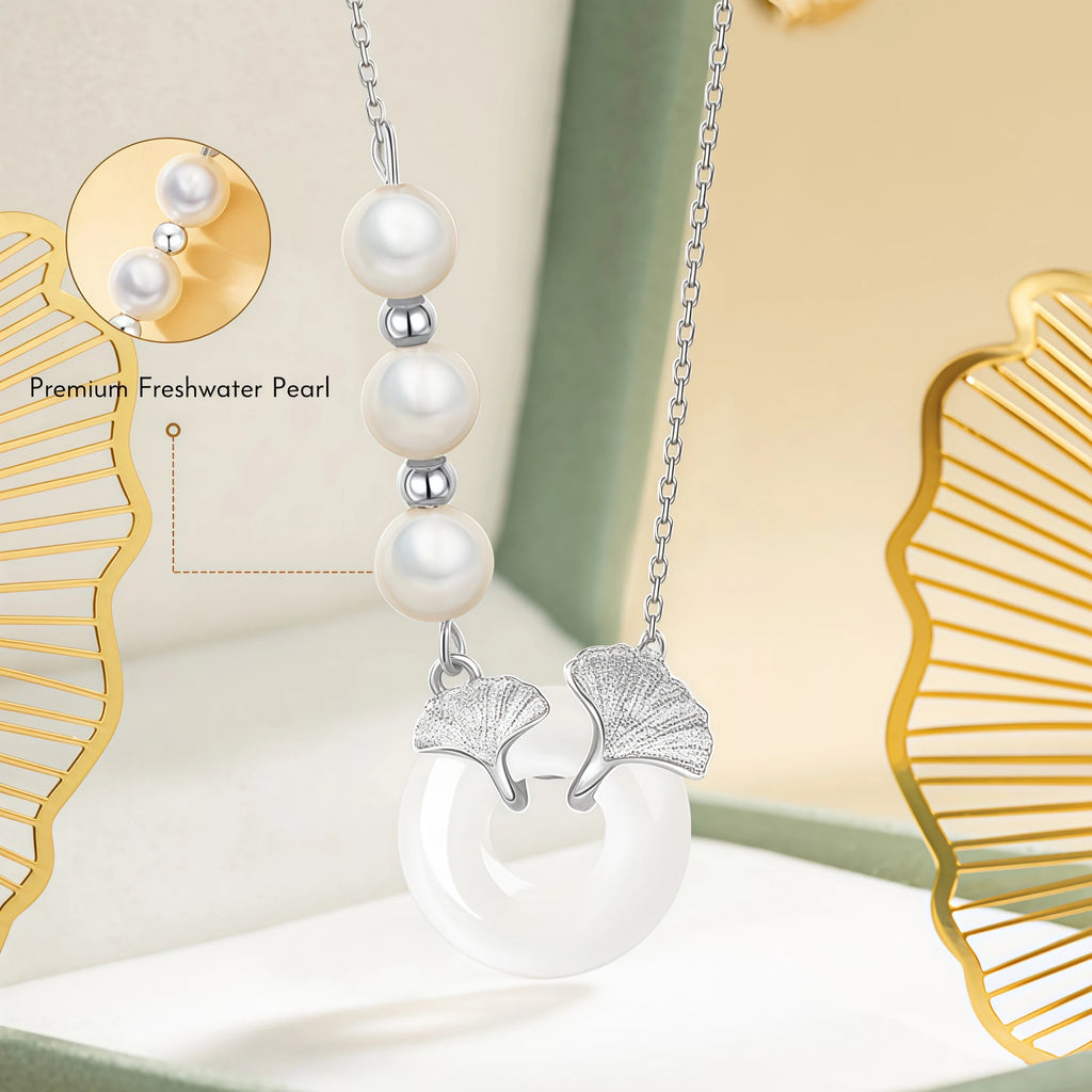Romantic Ginkgo Leaf Ping An Kou Necklace - Togetherness & Eternity