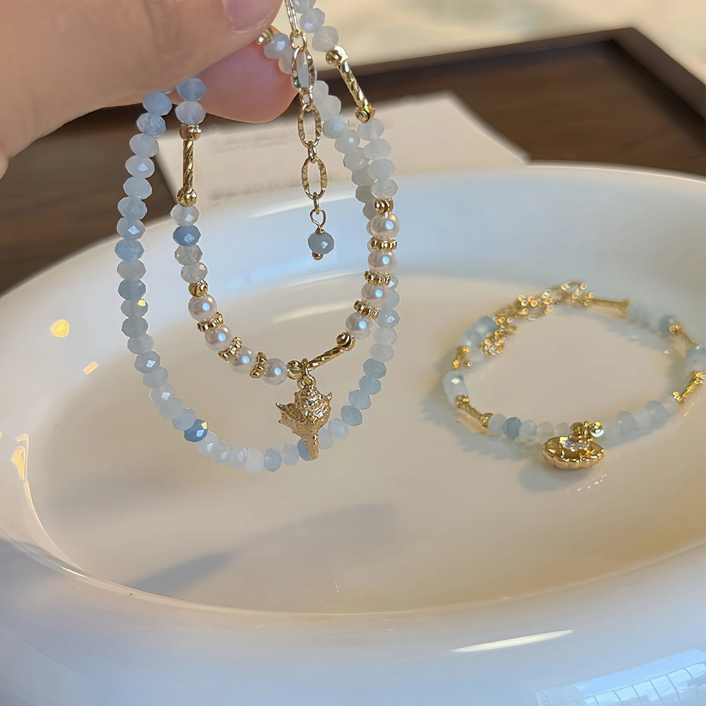 Collier en cristal naturel couronne vintage