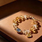 Natural Citrine/Clear Quartz/Aquamarine Bracelet – Attract Wealth & Boost Career
